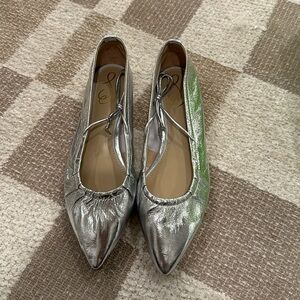 Sam Edelman Bri Mary Jane silver pointed toe flats - new